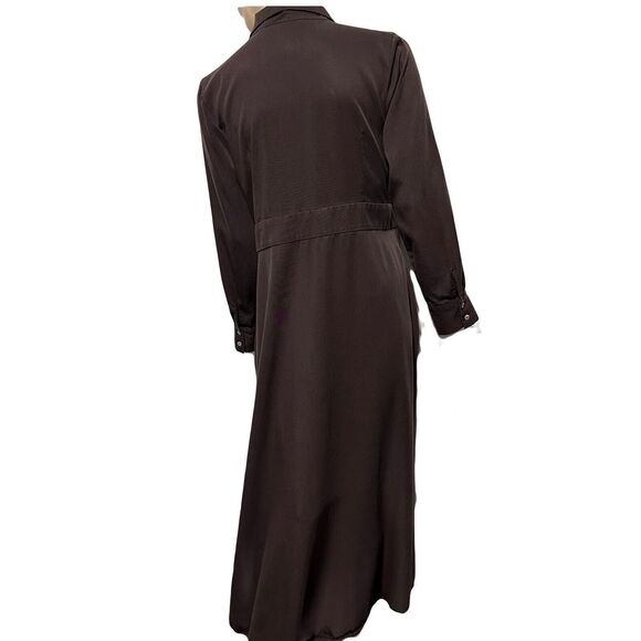 Soft Surroundings Quintessa Maxi Wrap Dress Pockets Size M Brown Long Sleeve - Picture 4 of 12